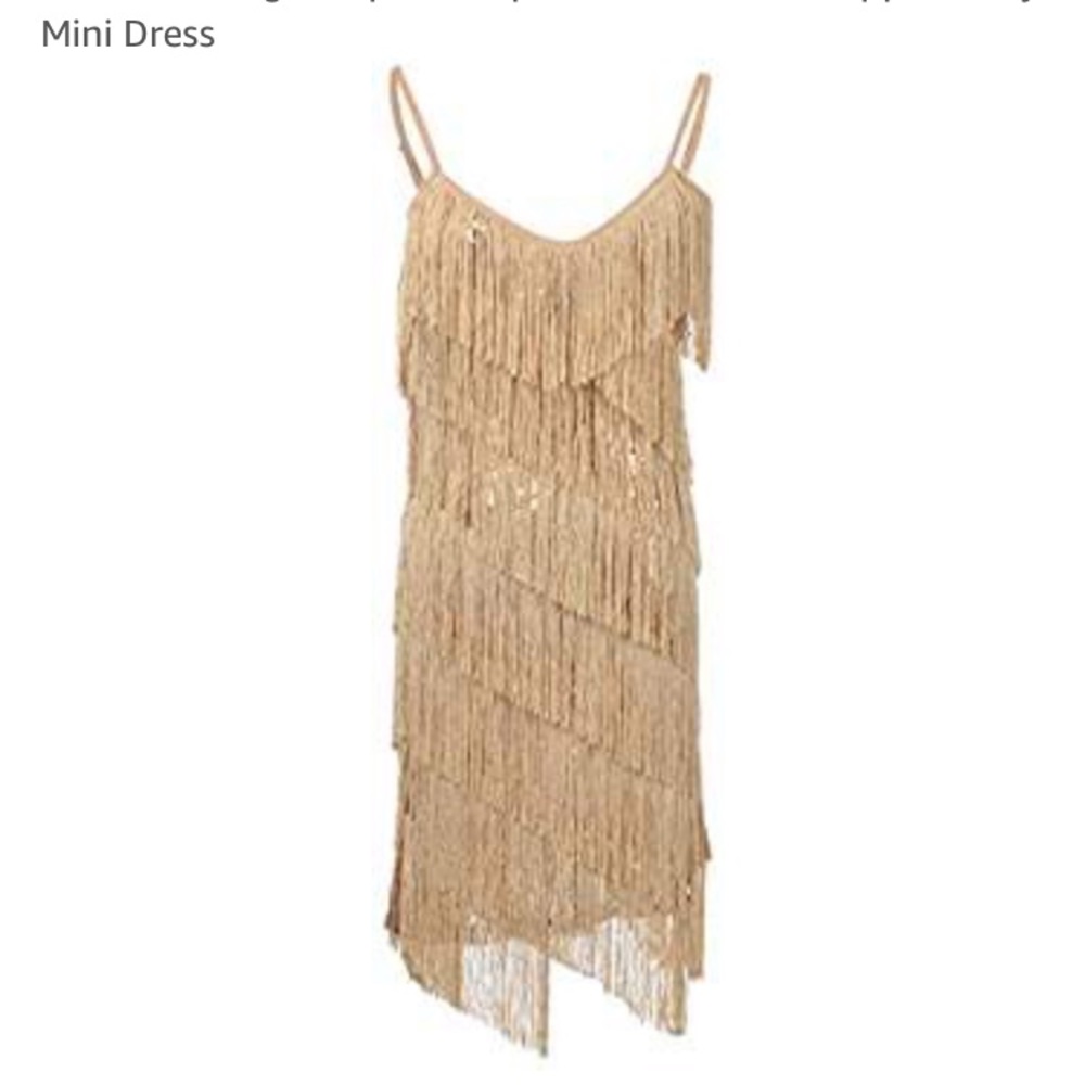 Gold fringe dress